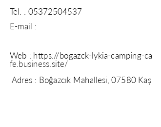 Boazck Lykia Camping & Cafe iletiim bilgileri